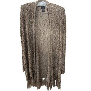 Additions By Chicos Taupe Textured Open Front Cardigan‎ Sweater Size 1